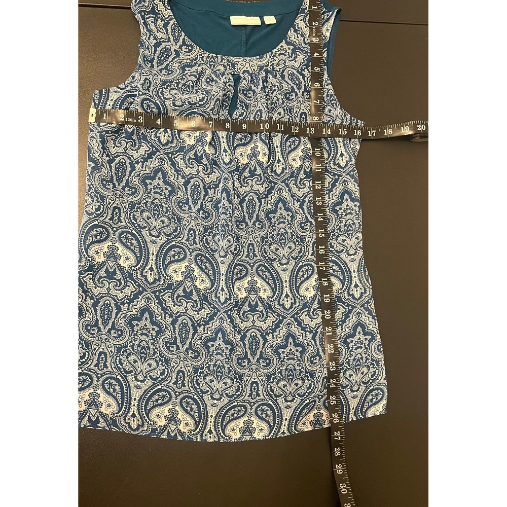 New York & Company Blouse Womens M Teal Paisley Shell Tank 1644 - Picture 5 of 12